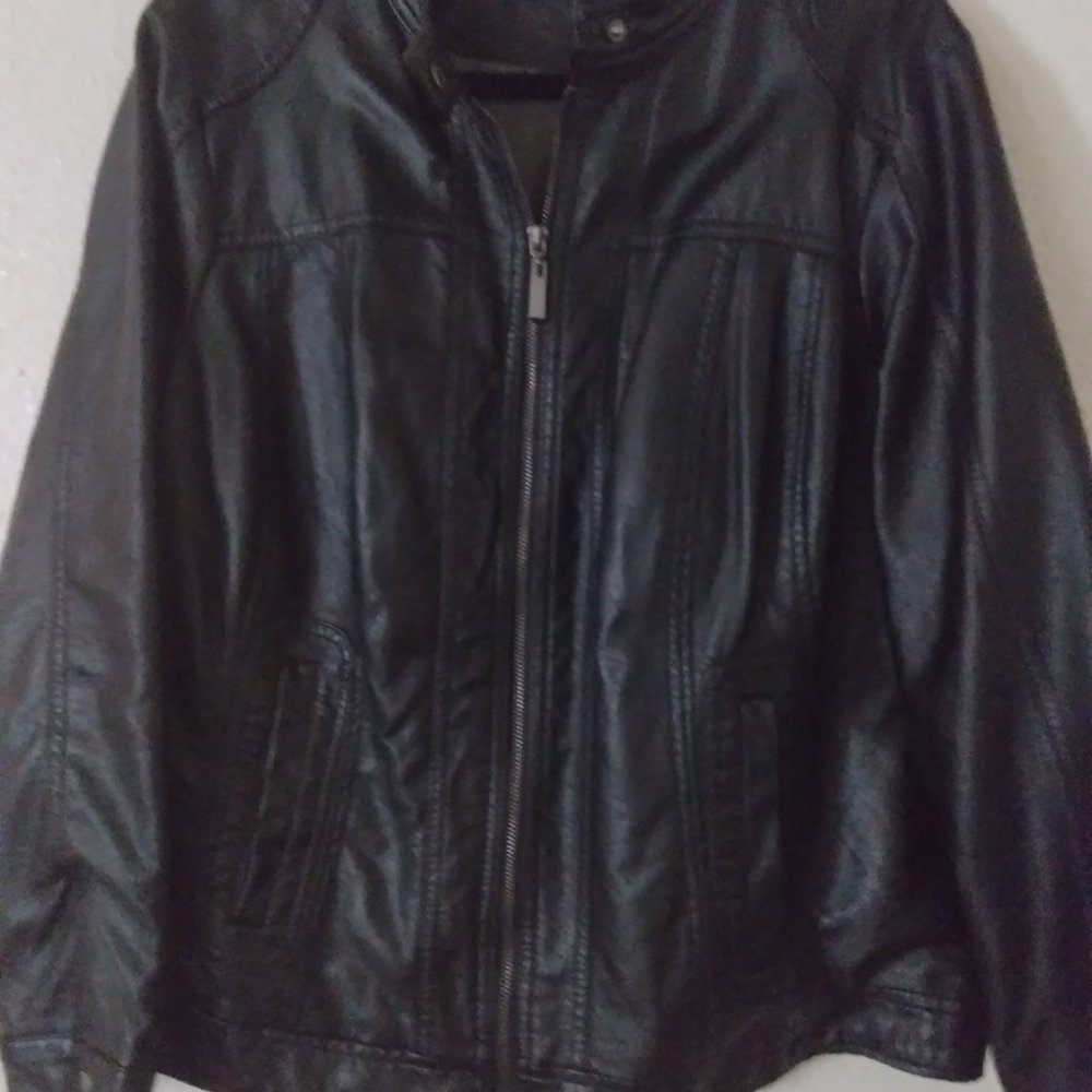 Amazing Black Soft Imitation Leather Jacket-Size Large